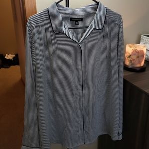 Banana Republic Navy Striped Button Blouse Sz XL